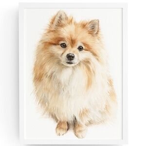 Watercolor Pomeranian Dog Portrait Art Print – Unframed Fine Art Poster